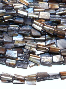 New DIY Black Large 15mm Tri-Tip Nugget Mother of Pearl Shell Beads 16" MP1550
